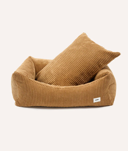 Mustard Corduroy Dog Bed – Snozy (Removable & Adjustable)