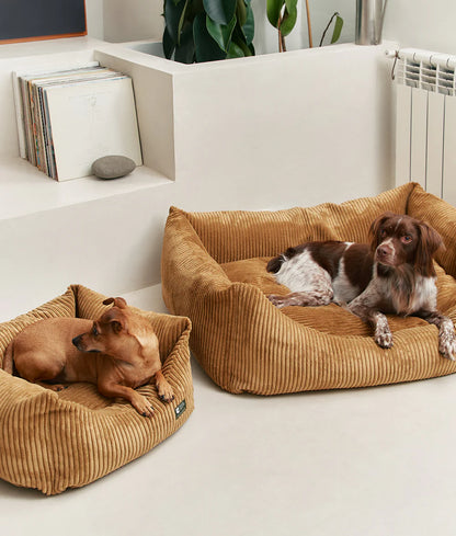 Mustard Corduroy Dog Bed – Snozy (Removable & Adjustable)