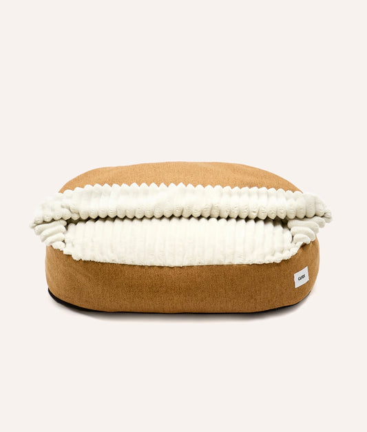 Corduroy Dog Bed with Mustard Hood – Maso (Removable & Washable)