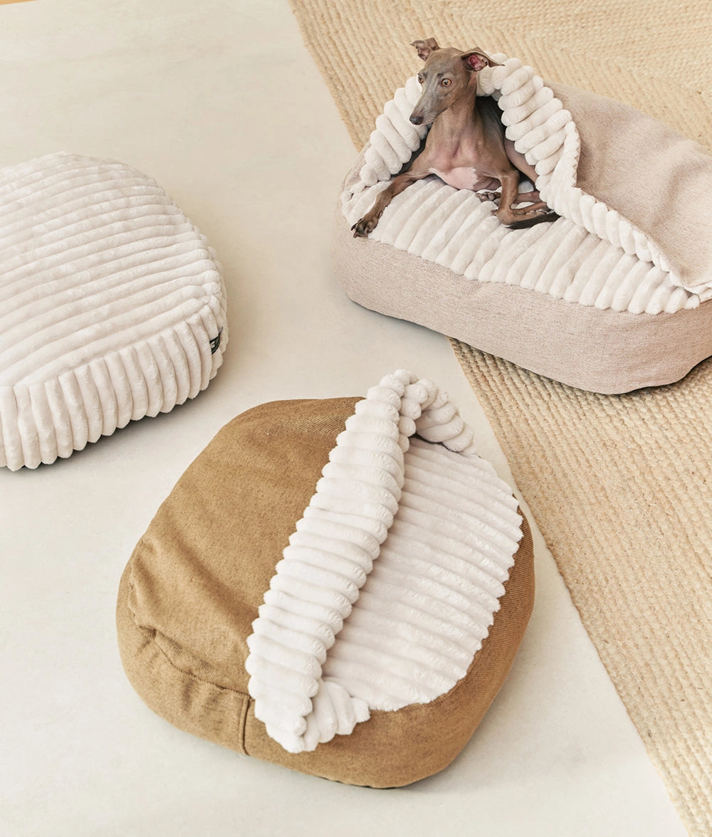 Corduroy Dog Bed with Mustard Hood – Maso (Removable & Washable)