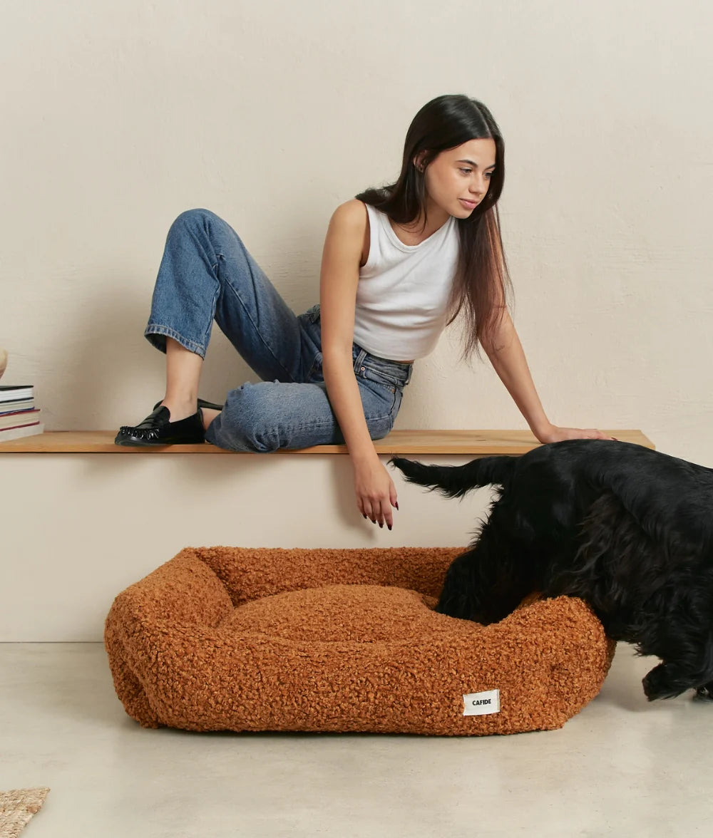 Mustard Fleece Dog Bed – Snozy (Removable & Adjustable)