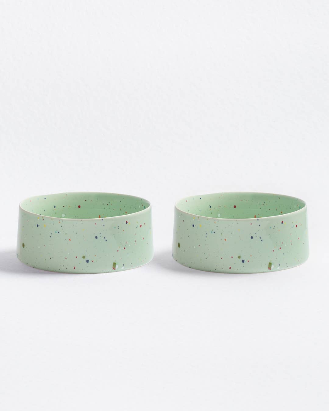 New Party Pet Bowl 16.5cm Set of 2 – Green | Stoneware Dog Bowls