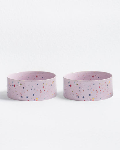 New Party Pet Bowl 16.5cm Set of 2 – Lilac | Stoneware Dog Bowls