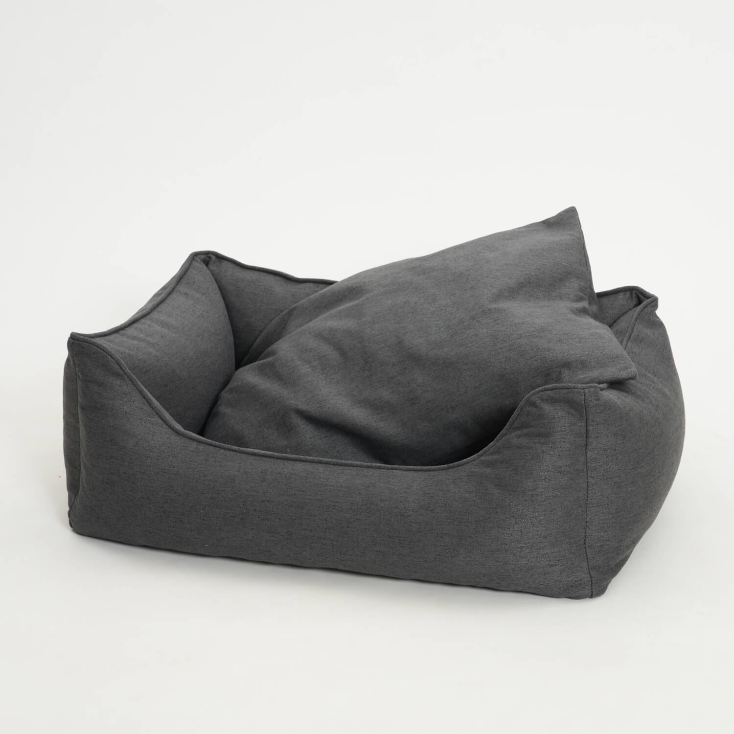 Gray pet bed on a white background