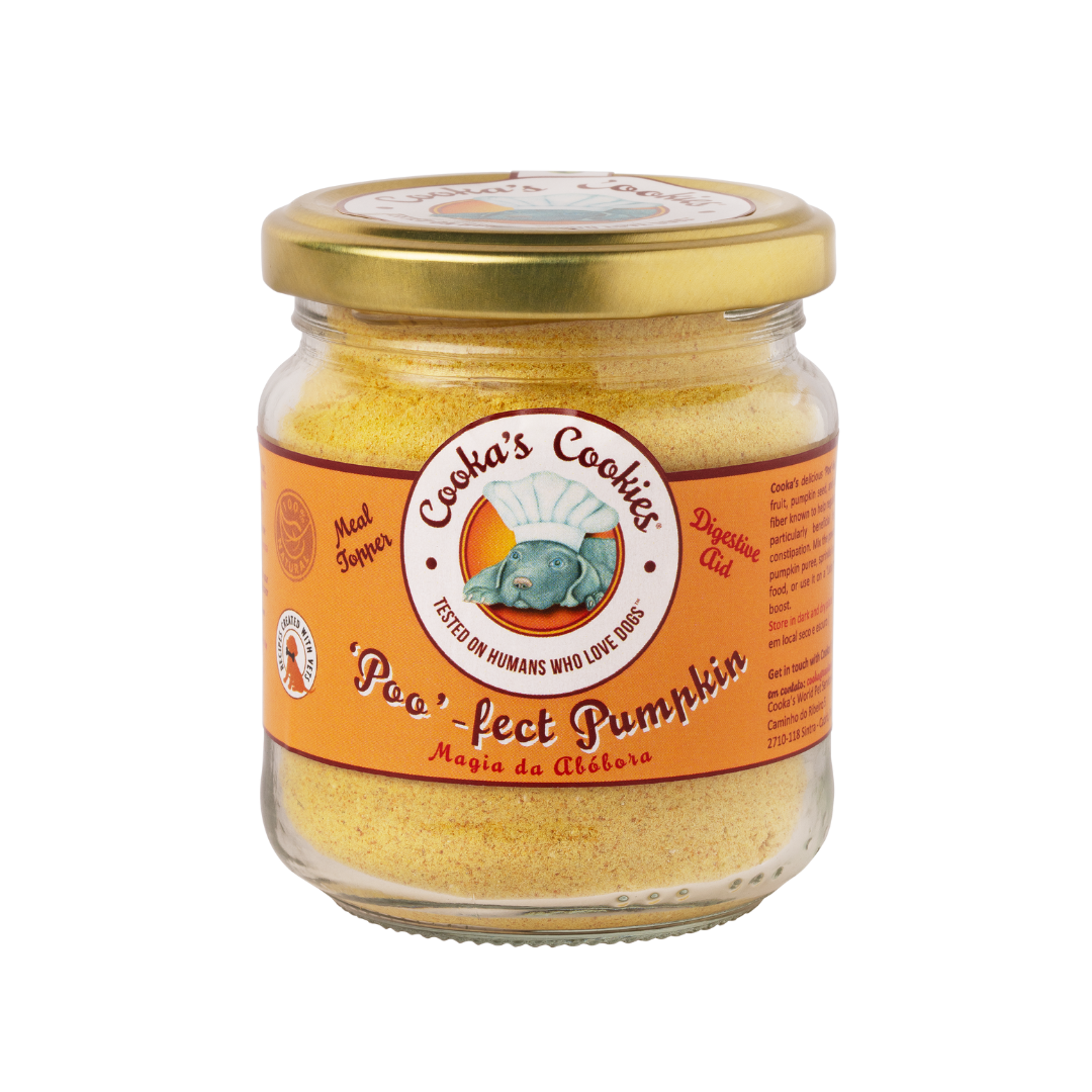 Jar of 'Po' fect Pumpkin cookie mix with a gold lid on a white background