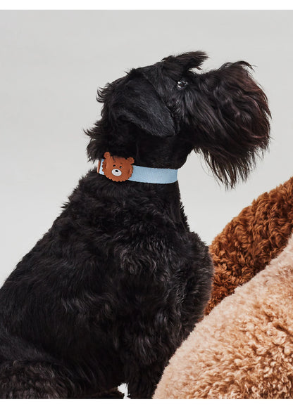 Eco-Leather Small Dog Bear Collar | Sky Blue