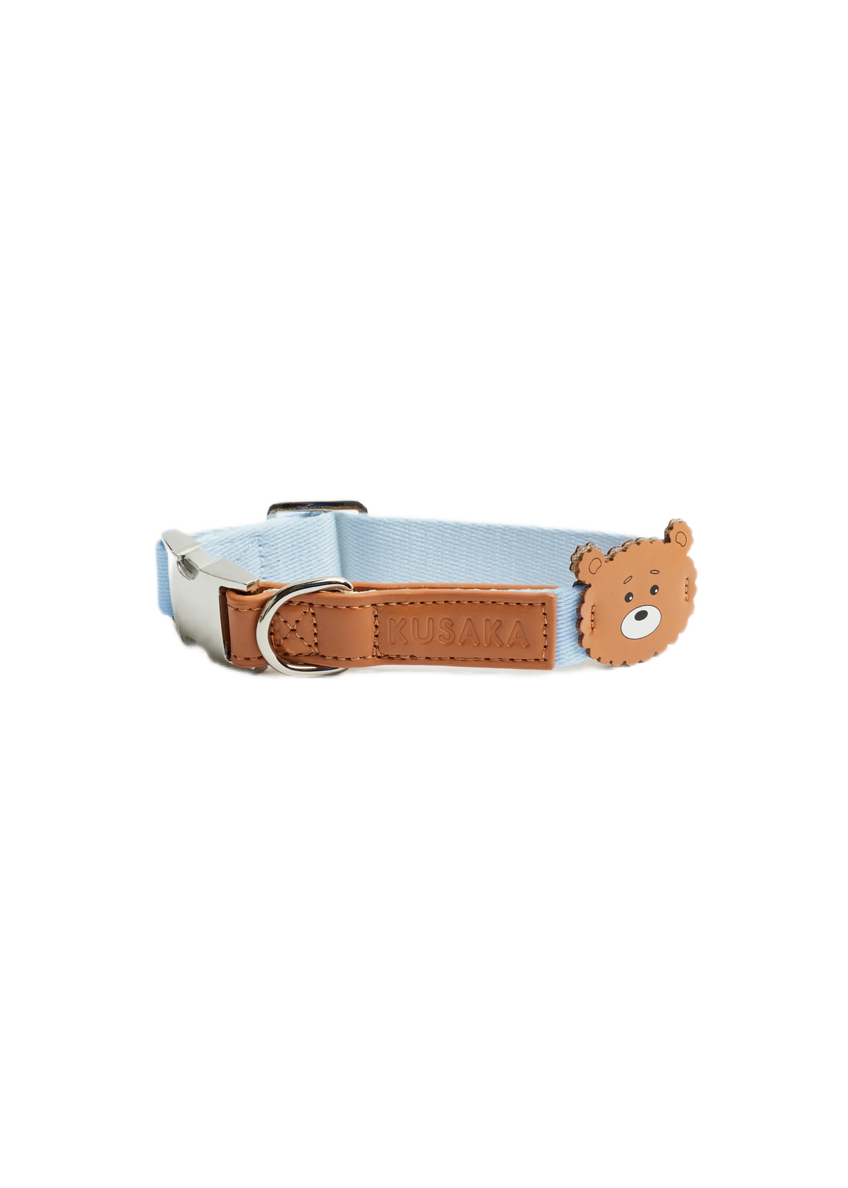 Eco-Leather Small Dog Bear Collar | Sky Blue