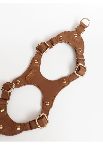 Eco-Leather Refined Small Dog Harness | Toffee Brown