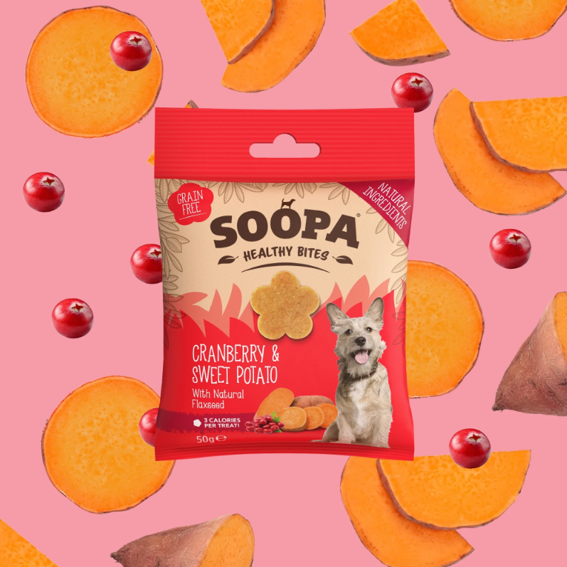 SOOPA Healthy Bites Cranberry & Sweet Potato 50g – Vegan Dog Treats