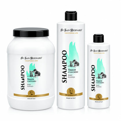 Three bottles of St. San Bernardo shampoo on a white background