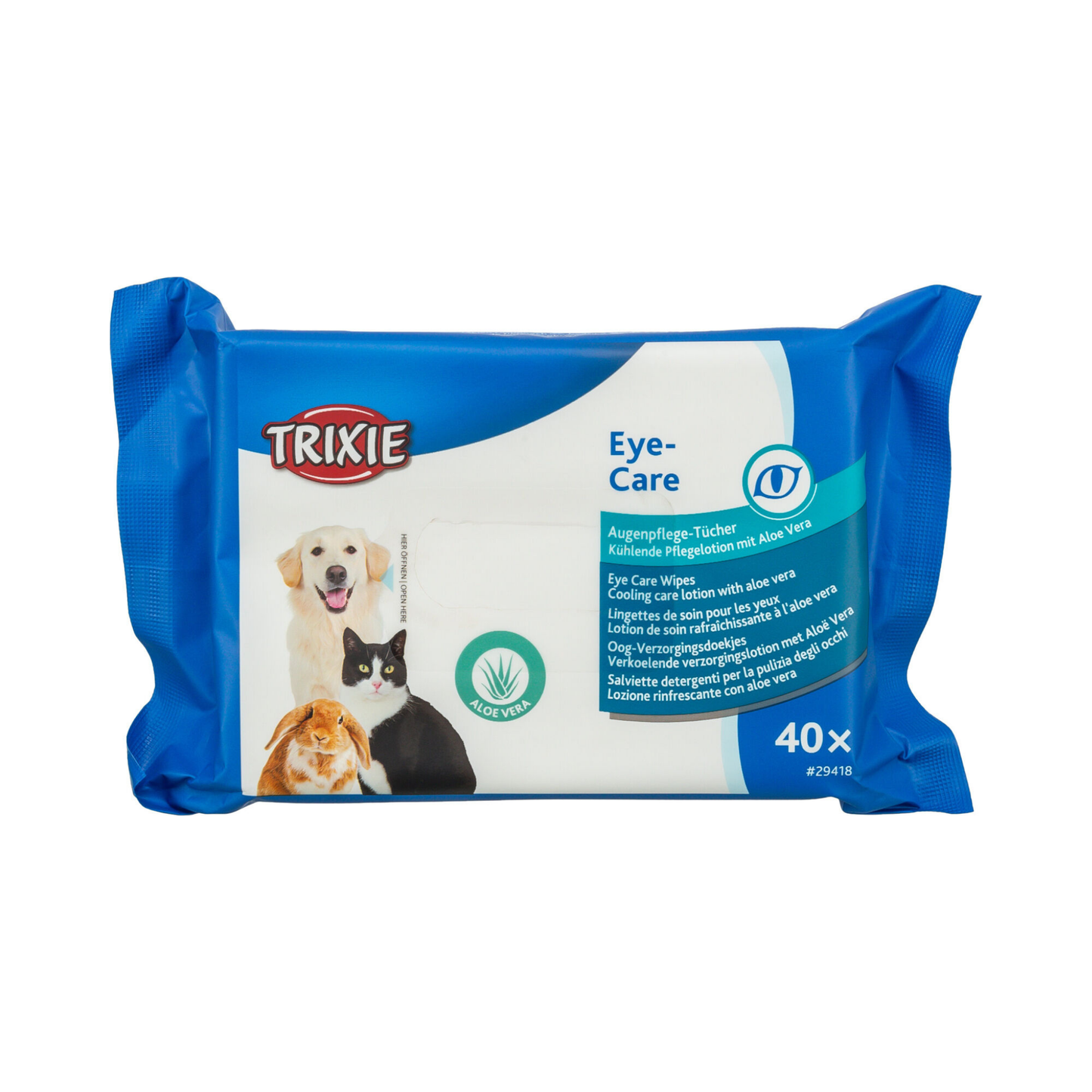Trixie Eye Care Wipes with Aloe Vera – 40 pcs, Plant-Based