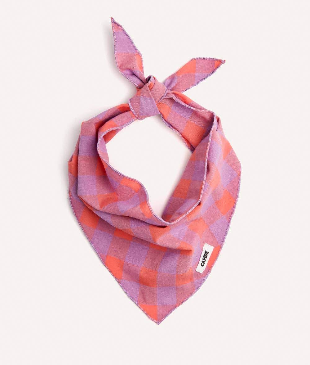 Violet Vichy Dog Bandana – Adjustable Cotton | Nata