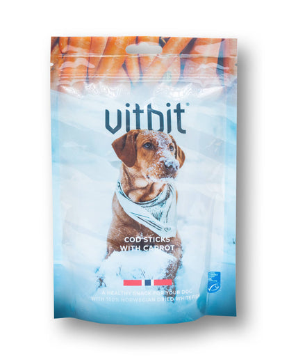 Vithit dog treats packaging with a dog on the label