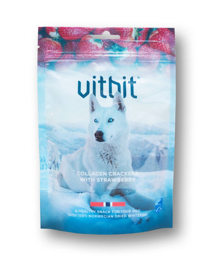Vitbit Collagen Crackers with Strawberry | Cod Skin Training Treats | MSC Certified | 70 g