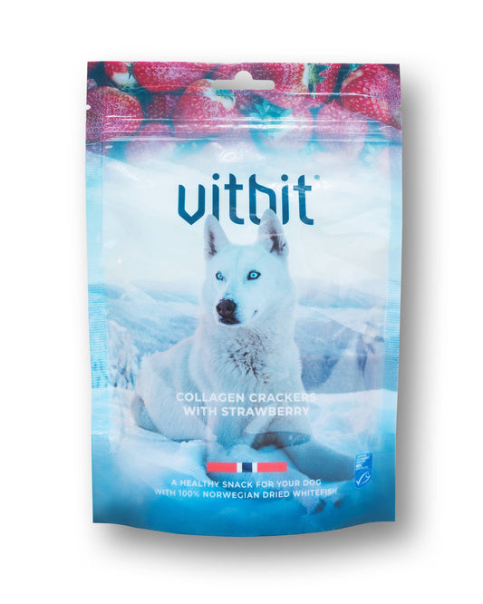 Vitbit Collagen Crackers with Strawberry | Cod Skin Training Treats | MSC Certified | 70 g