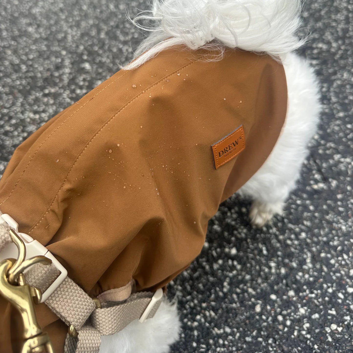 Zermatt Brown Step-In Dog Jacket – Water-Repellent, Fleece-Lined Winter Coat