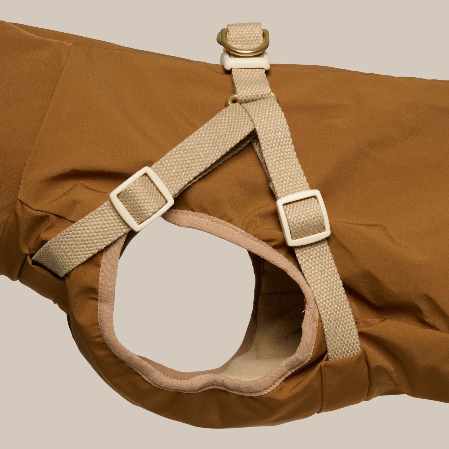 Zermatt Brown Step-In Dog Jacket – Water-Repellent, Fleece-Lined Winter Coat