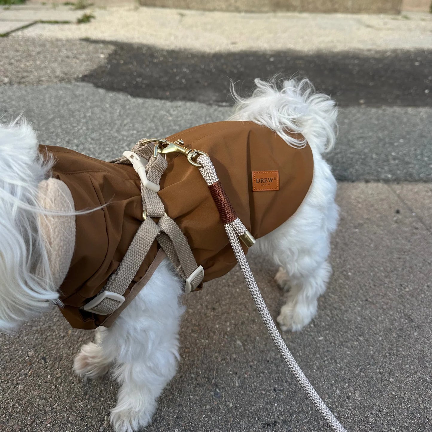 Zermatt Brown Step-In Dog Jacket – Water-Repellent, Fleece-Lined Winter Coat