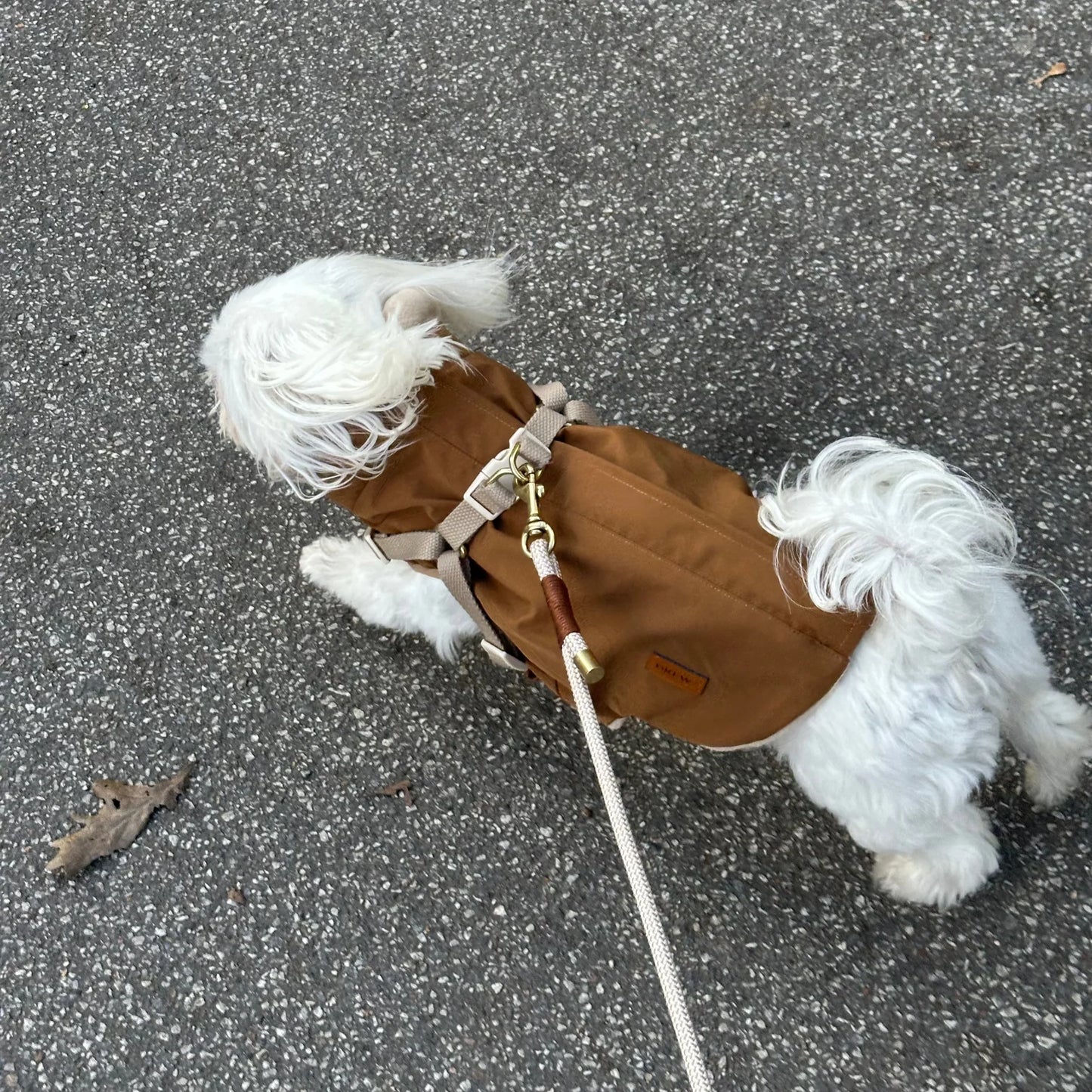 Zermatt Brown Step-In Dog Jacket – Water-Repellent, Fleece-Lined Winter Coat