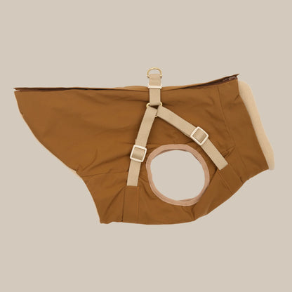 Zermatt Brown Step-In Dog Jacket – Water-Repellent, Fleece-Lined Winter Coat